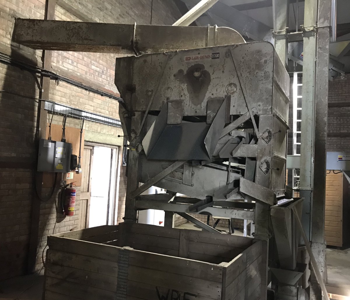 The Scottish summer has returned so we’re dressing some wheat seed ready for early autumn sowing. We’ve a small dresser which utilises the pit and elevators in the grain drying shed, the seed is fed in, riddled to remove chaff, small grains and detritus and bagged.