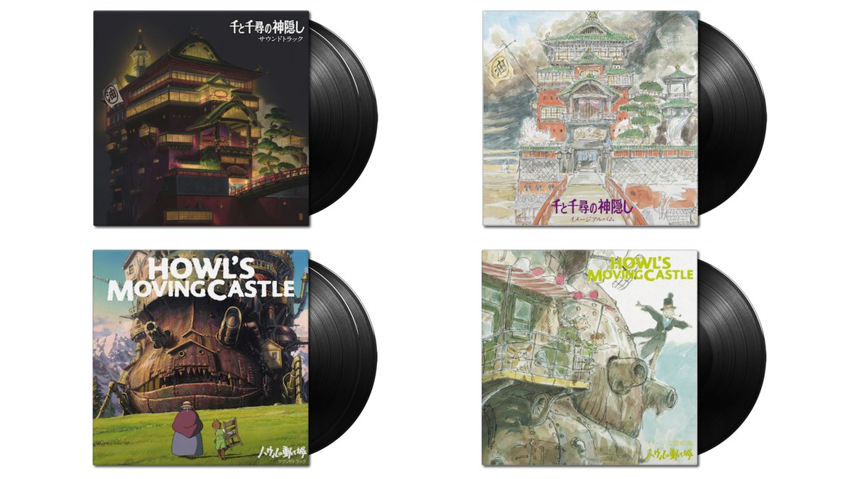 blackscreenrec's tweet photo. Studio Ghibli's Spirited Away and Howl's Moving Castle on vinyl for the first time. Pre-order now: https://t.co/iA2lpvG9fb https://t.co/QmyCEnkCkn