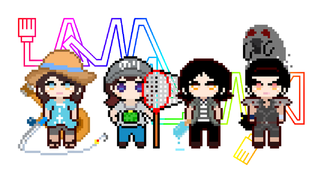 kei_pixel's tweet photo. せめて季節感だけでも出していこうと
LAN 4 LINX夏バージョン。
はよ皆と音楽がしたい。

#ドット絵　 #pixelart 
#lan4linx  #バンド　#七分丈 https://t.co/hrAuSbg9GA