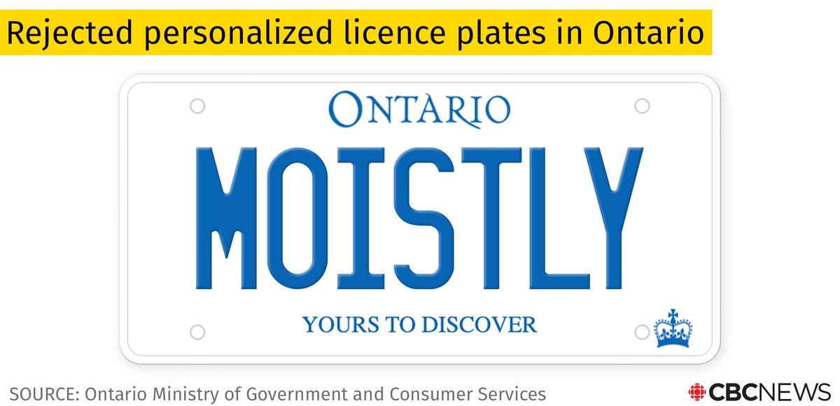 Other references to the pandemic were shut out too: PAND3MIC, THEVIRUS and MOISTLY, presumably referring to Trudeau's press conference misspeak in April.The province told me it has been rejecting COVID plates because they may be upsetting or offensive. More now  @CBCKW891.
