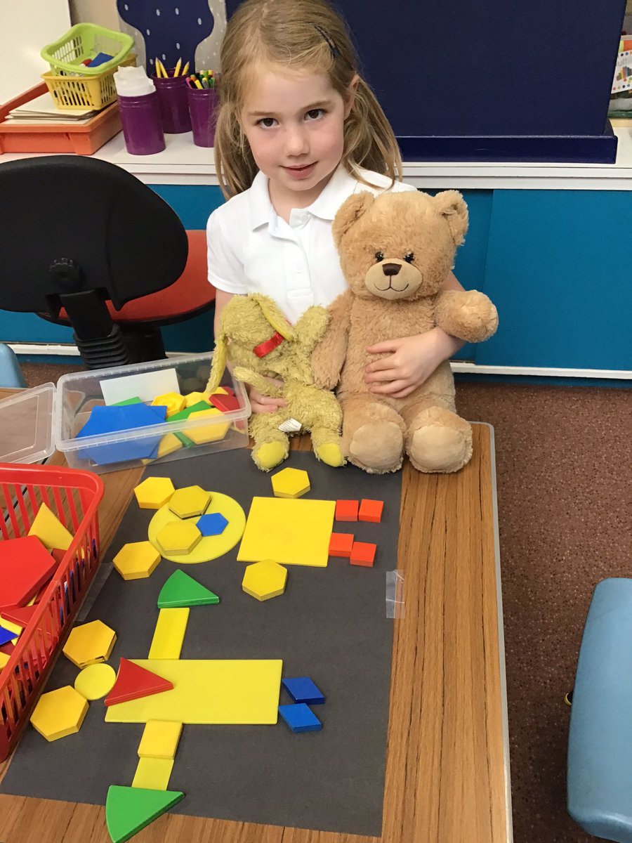 stpetersgala's tweet photo. Using the 2D shapes to make a picture or Mrs Bear and Floppy #usingyourimagination, how fantastic. https://t.co/DhpCwU0hnK