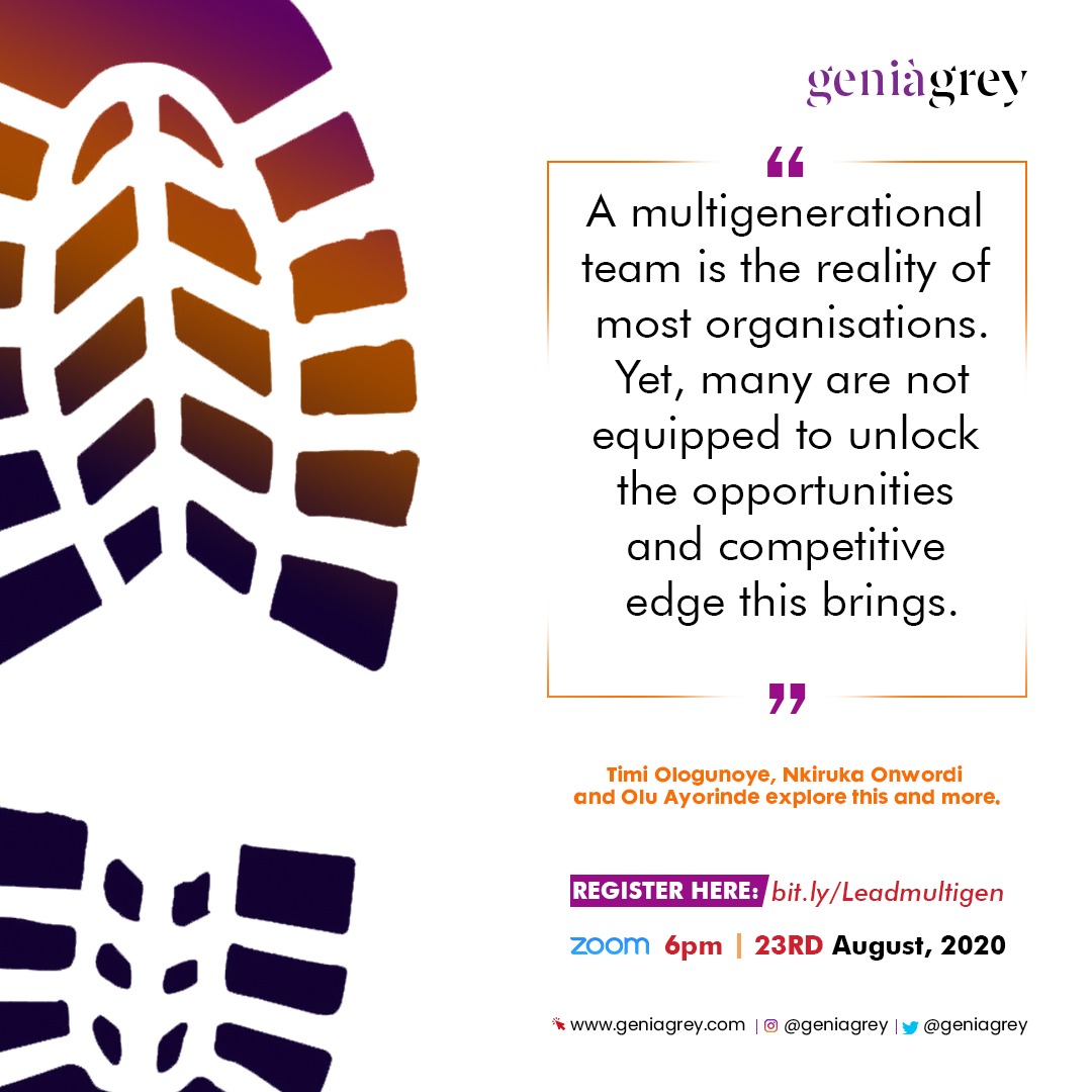 BoyeOloyede's tweet photo. If you lead or work in a strategic position in a multigen organisation or work with a multigen team, this is for you. You can register here: https://t.co/fsyAx6sCbt @GeniaGrey @nkirukaijeoma @oluayomicares #TimiOlogunoye https://t.co/9Q7Ces3ojc