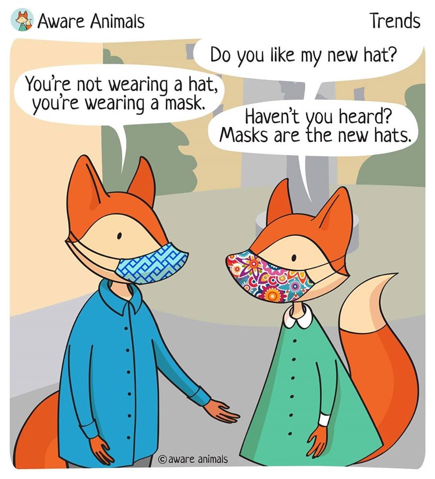 AwareAnimals's tweet photo. Comics inspired by one my best friends and her DIY mask! It made me think how on top of being more functional ( you can wash it and use it again and again ) it's also one more way to show our personal style. ✂️

#Covid_19  #MaskUp  #reuse #diymask #awareanimals https://t.co/in00iK5rqS