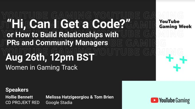 HollieB's tweet photo. ▪️Are you a YouTube creator?
▪️Want tips for introducing yourself and building relationships with PRs?
▪️Want to learn some commonly used industry terminology?
Then come and join my YouTube Gaming Week talk as part of their women in gaming track!
Sign up https://t.co/8wiKaqhzer https://t.co/lVxzJEzKOT
