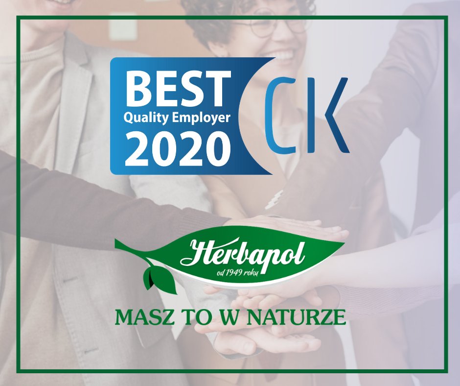 CBCK_'s tweet photo. Niezmiernie miło nam poinformować, że HERBAPOL- LUBLIN S.A. dołączył do grona laureatów programu BEST QUALITY EMPLOYER 2020 🏆 https://t.co/REyuJICozF