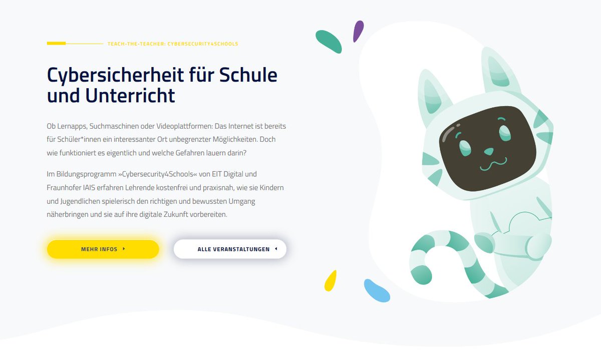 Roberta® – Lernen mit Robotern (@robertaiais) on Twitter photo #Cybersicherheit »hands-on« lernen & lehren: Mit »Cybersecurity4Schools« von <a href="/EITDigital/">EIT Digital</a> & <a href="/FraunhoferIAIS/">Fraunhofer IAIS</a> können sich Lehrkräfte (ab Grundschule) kostenfrei online weiterbilden🎓#twlz
Jetzt für den Infoletter anmelden und keine News mehr verpassen 😉 👉cybersecurity4schools.de #Cybersicherheit »hands-on« lernen & lehren: Mit »Cybersecurity4Schools« von <a href="/EITDigital/">EIT Digital</a> & <a href="/FraunhoferIAIS/">Fraunhofer IAIS</a> können sich Lehrkräfte (ab Grundschule) kostenfrei online weiterbilden🎓#twlz
Jetzt für den Infoletter anmelden und keine News mehr verpassen 😉 👉cybersecurity4schools.de