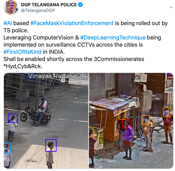 The city has been using CCTVs to impose Covid-19 lockdown & the mandate of wearing a mask in public spaces. People who are caught not wearing one thru these cams are sent a ticket for Rs 1,000. As of July, 15k mask violators were fined, many of whom were caught using these cams.