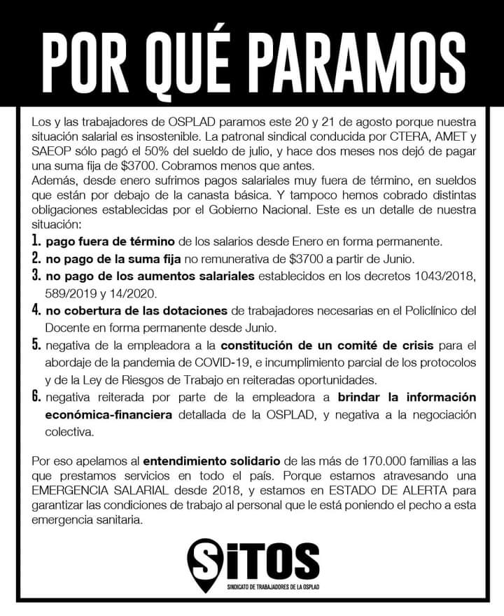 #coronavirus 
#ospladpagalossueldos
<a href="/alferdez/">Alberto Fernández</a> <a href="/ginesggarcia/">Gines González García</a> 
<a href="/HugoYasky/">Hugo Yasky</a> <a href="/RobiBaradel/">Roberto Baradel</a> <a href="/soniaalesso1/">Sonia Alesso</a>