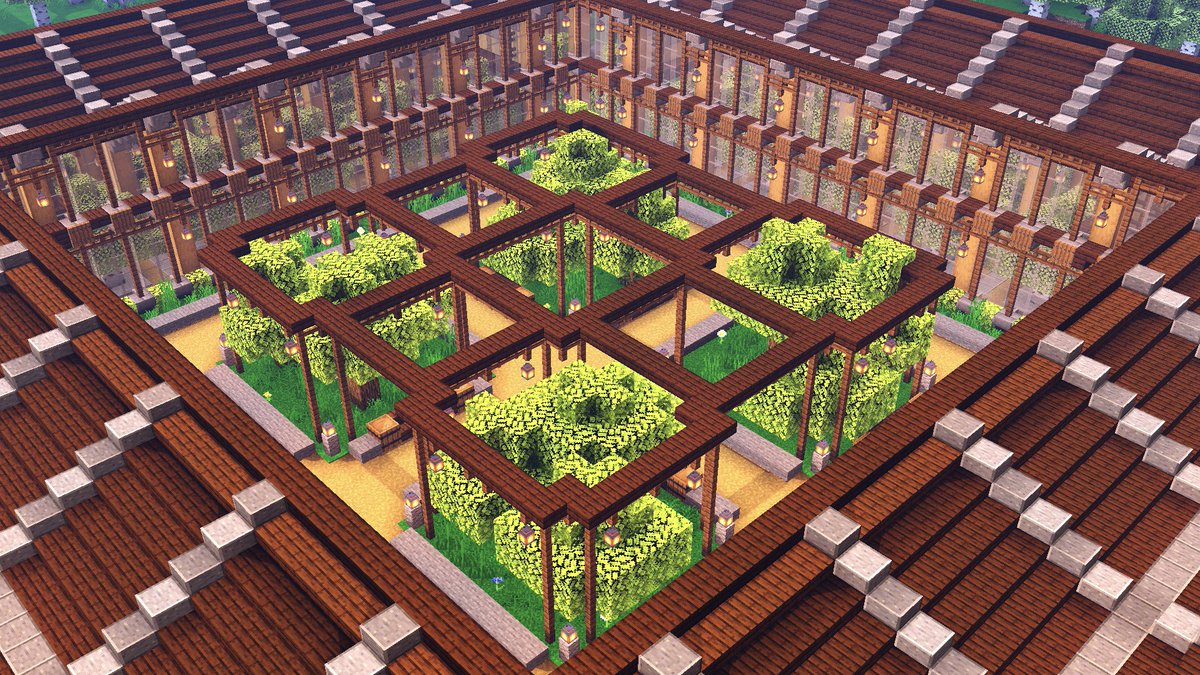 こぐまぷろ Kogumapro 在 Twitter 上 植林場の空撮と 中庭はこんな感じになってます 一応 中庭にも植林してますが 12本くらいしか植えられません サバイバル一人暮らしなら十分ですかね マイクラ Minecraft建築コミュ マインクラフト Minecraft