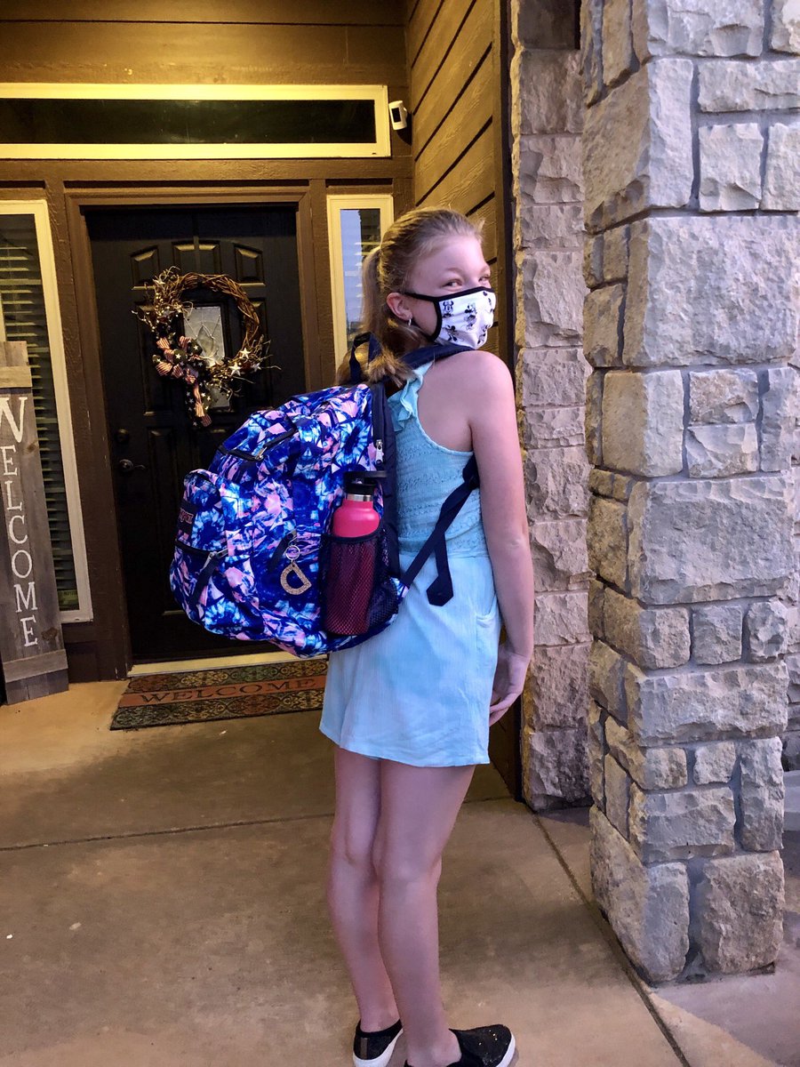 MandyLunsford's tweet photo. Drew’s ready for her first day of “in class” 7th grade! #ThunderhawksRise https://t.co/mlj318f5wu