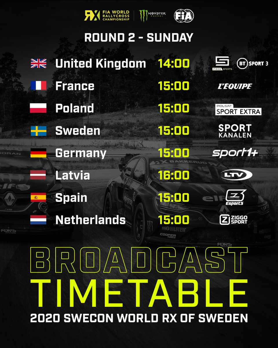 Here are your Where to Watch information for the Finals!
If your country isn't listed, check your local listings, or the Live Show will be available on #WorldRX Facebook and YouTube