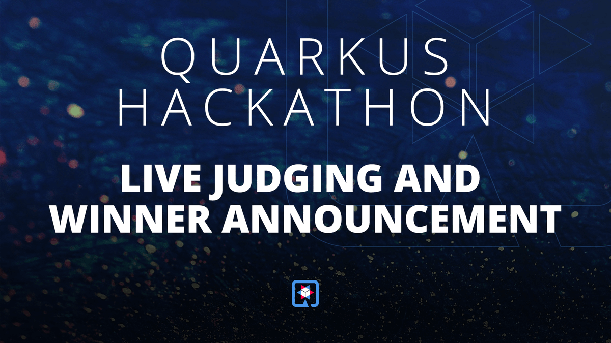 QuarkusIO's tweet photo. Don't forget. The live judging and winner selection for the Supersonic, Subatomic Java Hackathon is today at 10 AM EDT.
https://t.co/QY72eMtr8t
#Quarkit #Kubernetes #java https://t.co/7V6xlEnP5m