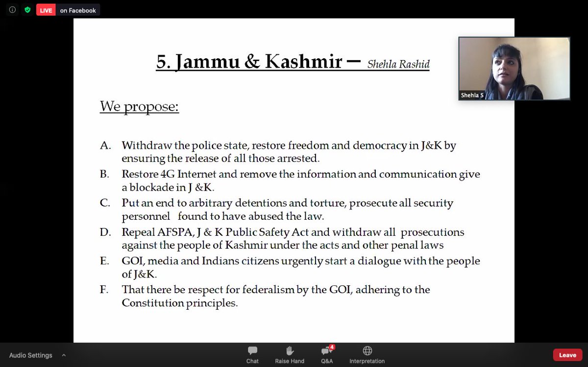 <a href="/Shehla_Rashid/">Shehla Rashid</a> with proposals on Jammu and Kashmir at the moment on #JantaParliament