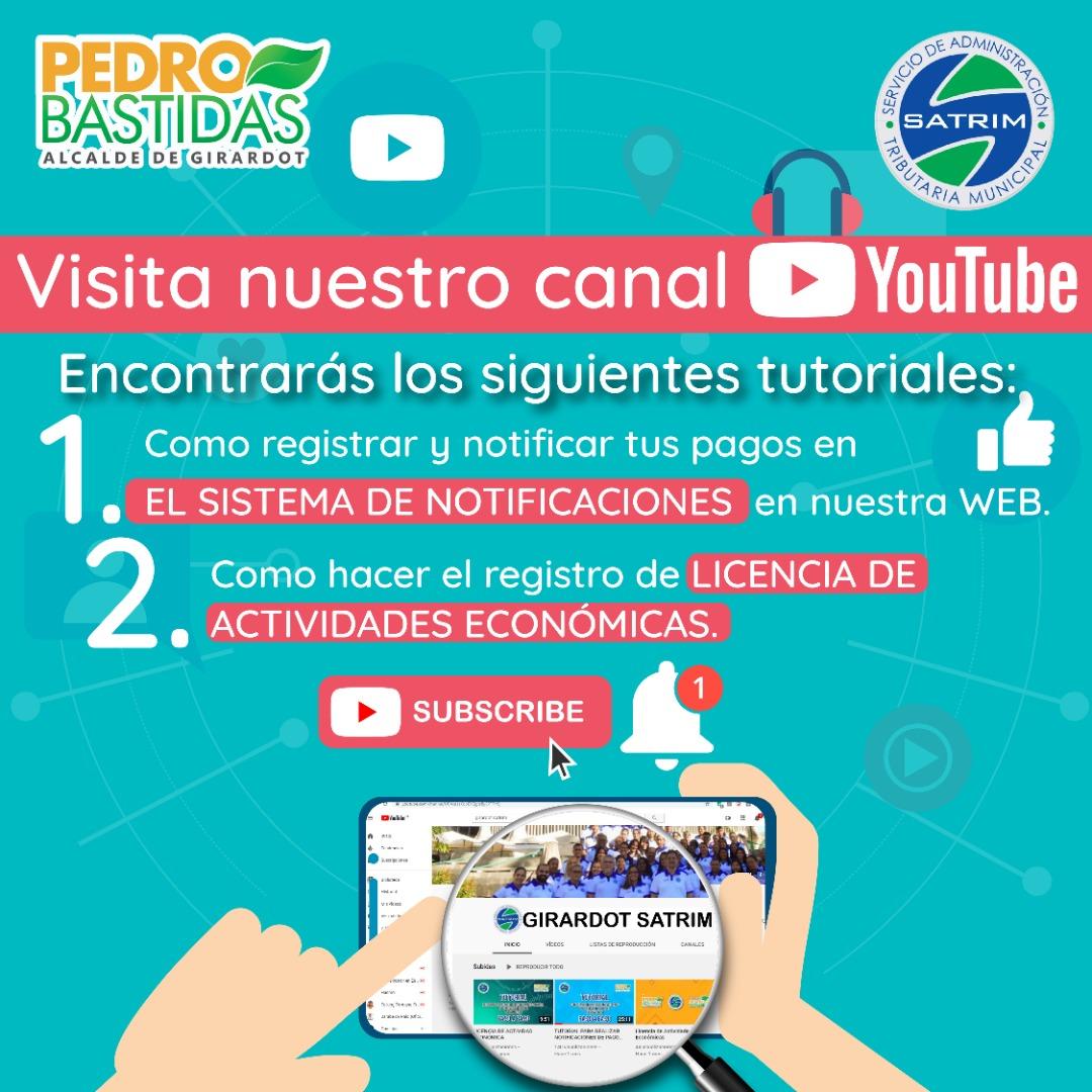 Te invitamos a suscribirte a nuestro canal: Girardot Satrim en la plataforma de #YouTube y mira los Tutoriales que tenemos para ti.

Únete a la familia digital de #SatrimGirardot