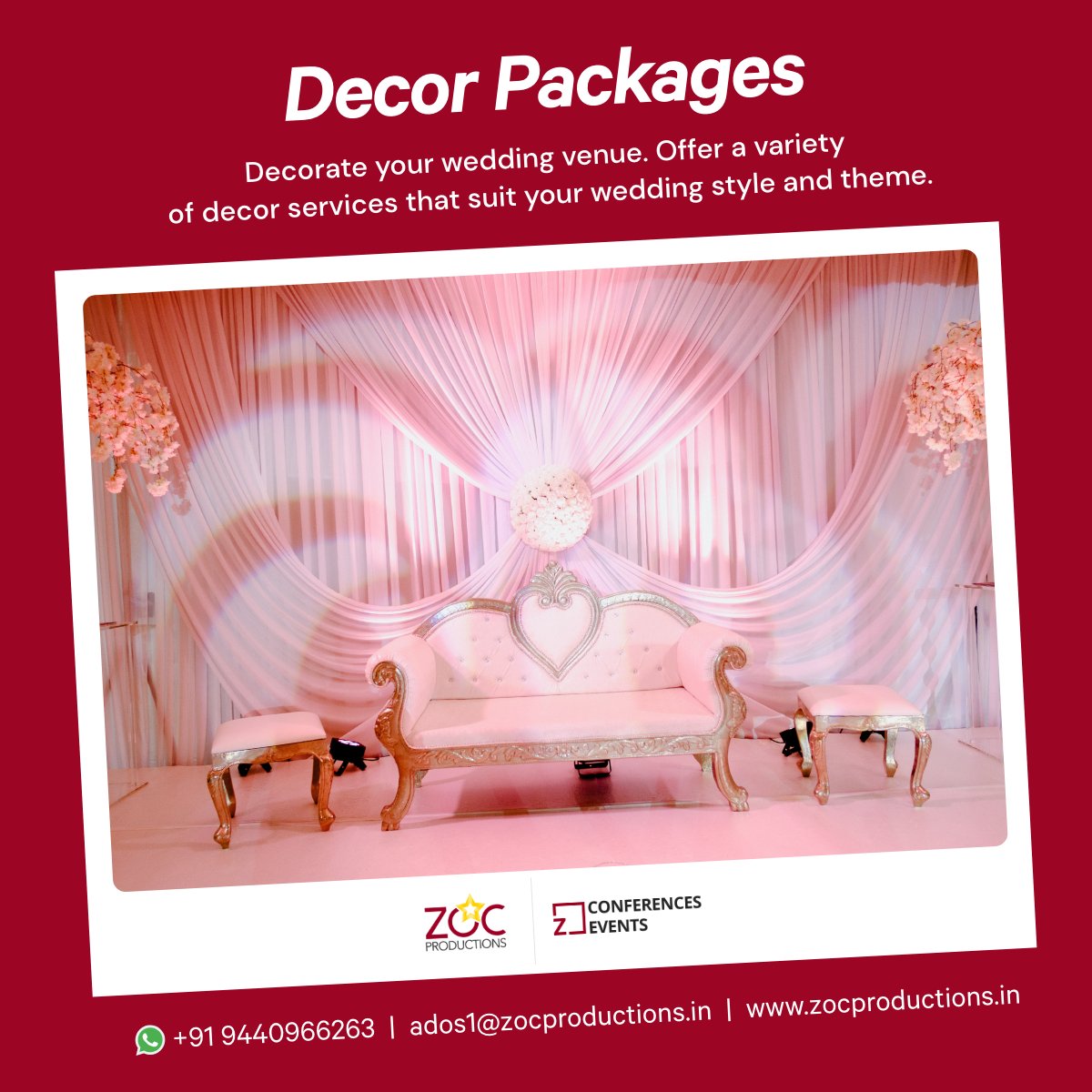 ZOCProductions's tweet photo. Decorate your wedding venue. we offer a variety of decor services that suit your wedding style and theme.
#weddingplanning #weddingtheme #zoc #zocevents https://t.co/P4aHz436E5