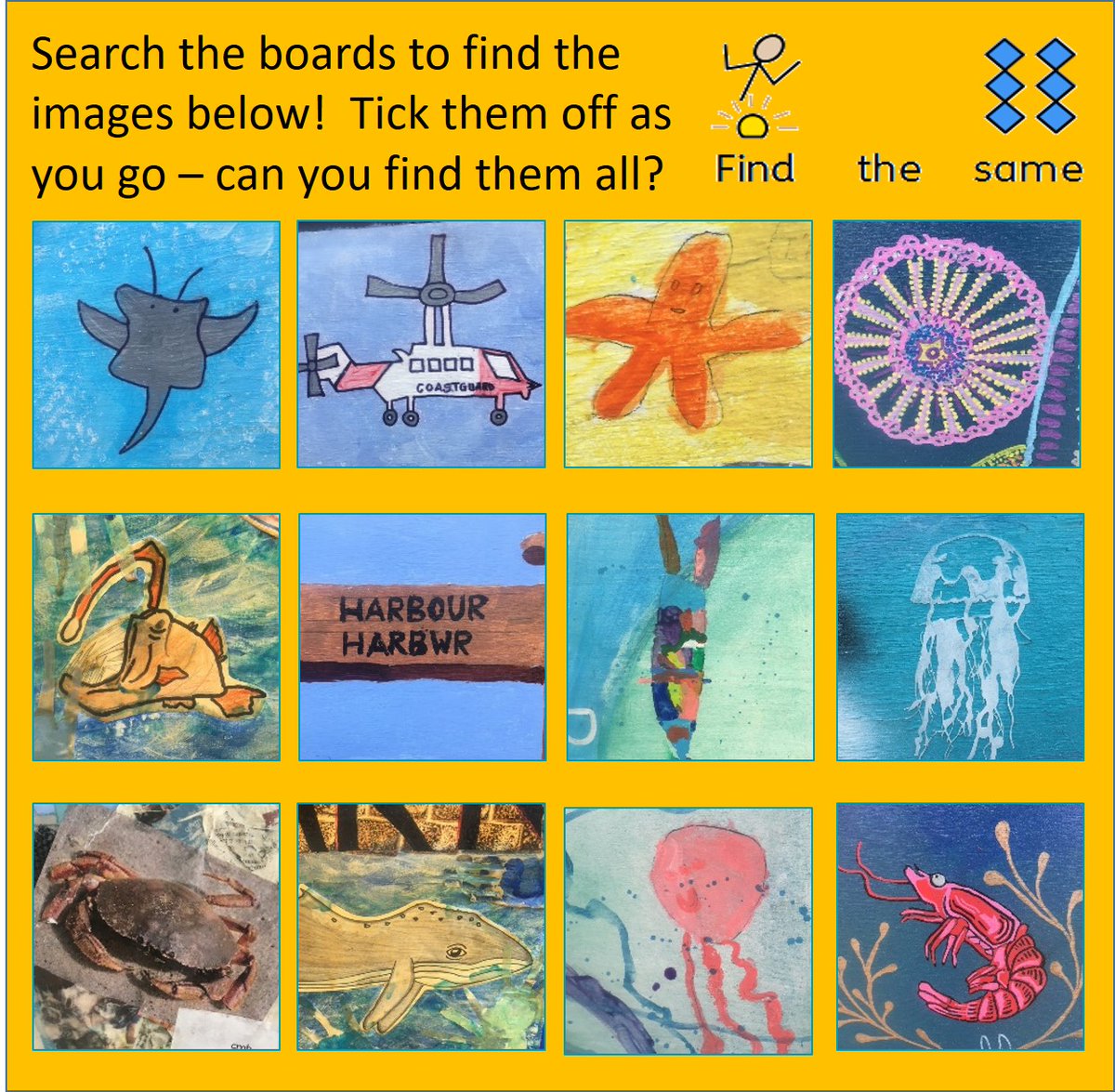SeaQuestWales's tweet photo. If you're looking to entertain the kids then spend some time down at @HQPorthcawl.  Enjoy looking at the school artwork on the hoardings and set the kids these challenges whilst you enjoy a well earned sitdown! Printable versions available at  https://t.co/KPxltMFXT0 https://t.co/j4tXg0Xn37