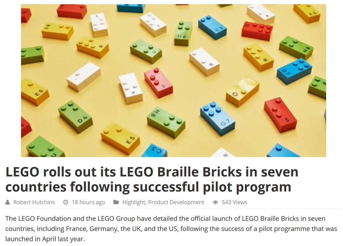 heoGroup's tweet photo. Awesome! 🎉 🙌
https://t.co/vdoNwLemkC
---
#lego #braille #expansion #toynews @ToyNewsOnline https://t.co/O58crVVy2j