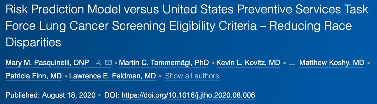 StephenVLiu's tweet photo. #OncoAlert Report @JTOonline by @MaryPasquinelli @DrLFeldman1 on lung cancer screening criteria and race. While NLST shows OS benefit to CT screening, population was 91% white. Here, PLCOm2012 was better in black patients. #LCSM #healthdisparities @IASLC

https://t.co/4IJQnYydZY https://t.co/H3XfA2o7nF