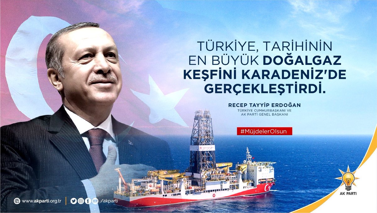 Cumhurbaşkanımız <a href="/RTErdogan/">Recep Tayyip Erdoğan</a>:
Rabbim bize görülmedik zenginlikte bir kapı açtı.
Enerji, milli bağımsızlığın tesisinde çok önemlidir.
320 milyar metreküp doğalgaz rezervi #MüjdelerOlsun🤲
