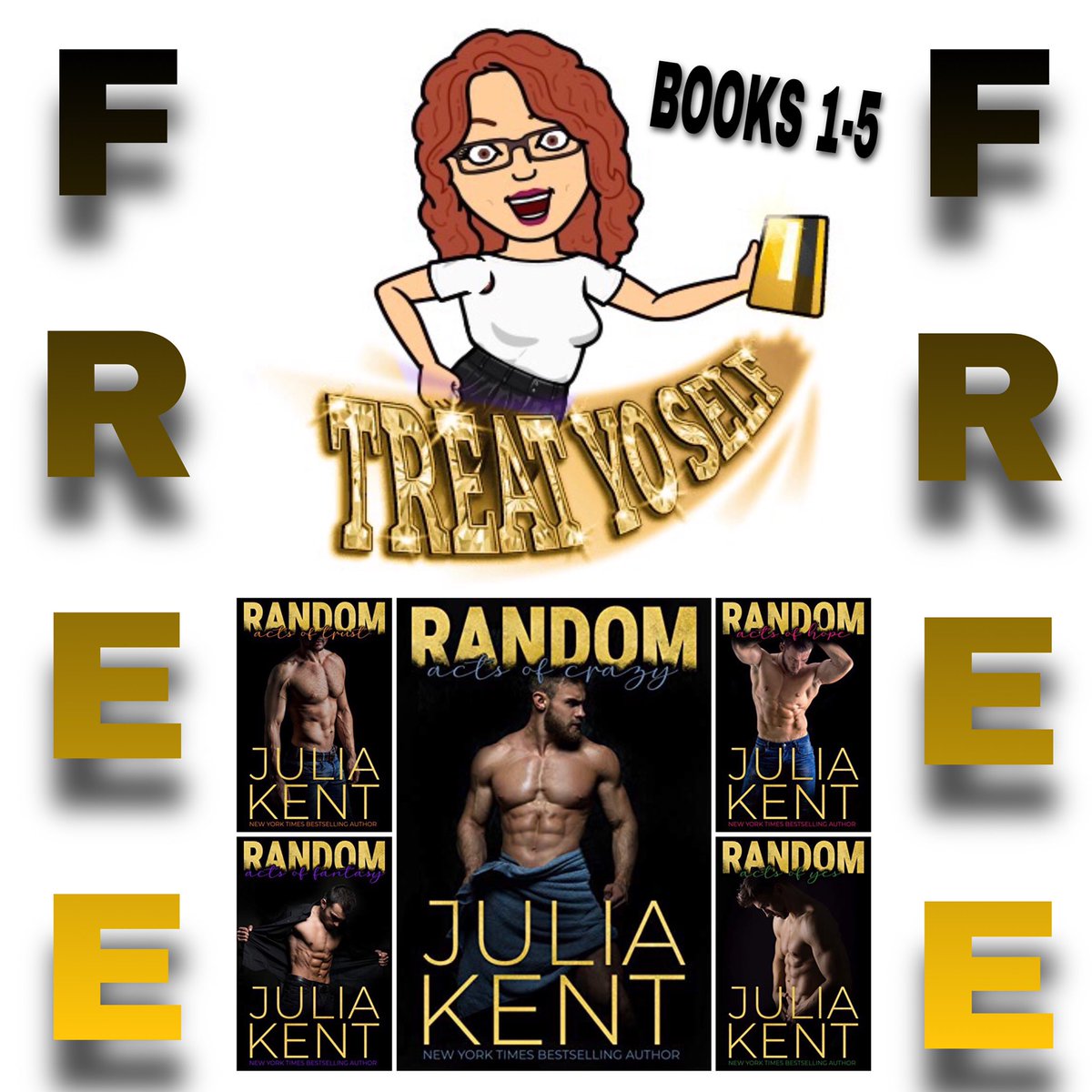 booksnobsue's tweet photo. #FreeBooks the first 5 books in the #RandomSeries by #JuliaKent @jkentauthor
https://t.co/tmvgA1iRwZ https://t.co/qwnggZoUBO