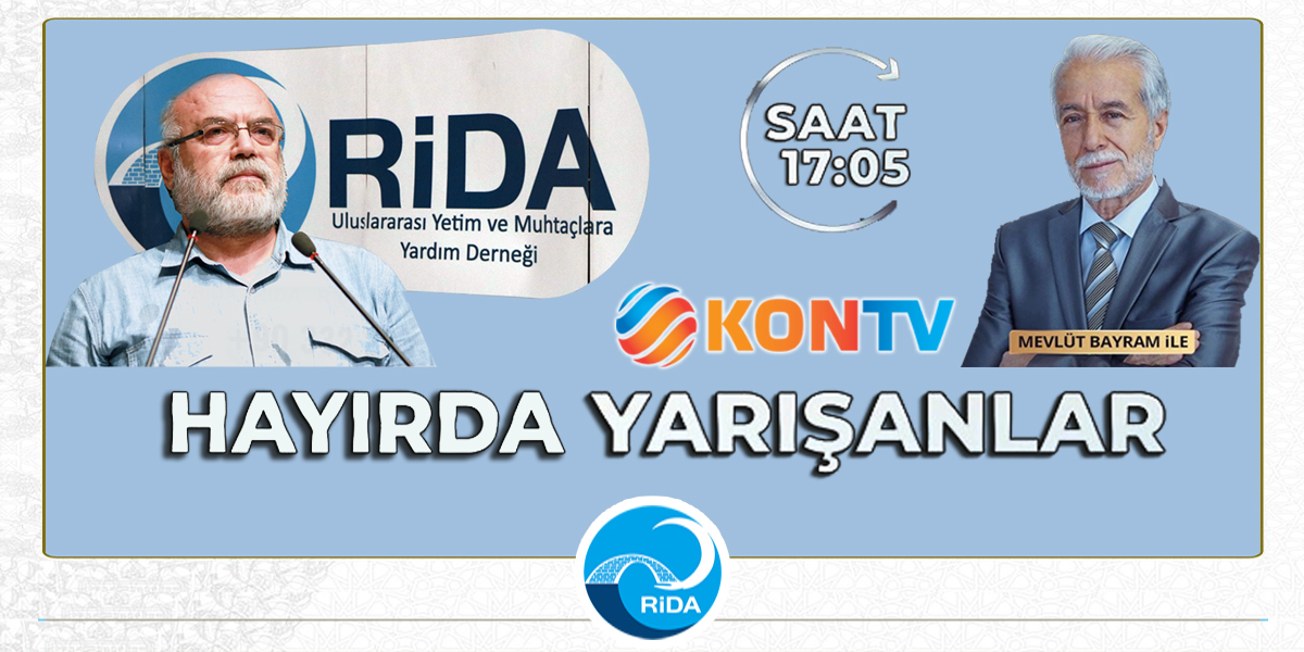 ridaderorg's tweet image. Mevlüt BAYRAM’ın hazırlayıp sunduğu HAYIRDA YARIŞANLAR
 programının bu haftaki konuğu RİDA Derneği Yön. Kur. Başk. Tamer KALENDER.
RİDA Uluslararası Yetim ve Muhtaçlara 
Yardım Derneği’nin faaliyetlerinin anlatıldığı program 
Cuma 17.05 te KONTV de.