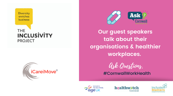 Cornwall_Link's tweet photo. Talking #cornwallworkhealth
Our guest speakers talk about their organisations & healthier workplaces.
Ask Questions.
#Workplacewellbeing #CornwallLink #AskCornwall #ConnectedCornwall https://t.co/ekiPchZFXu