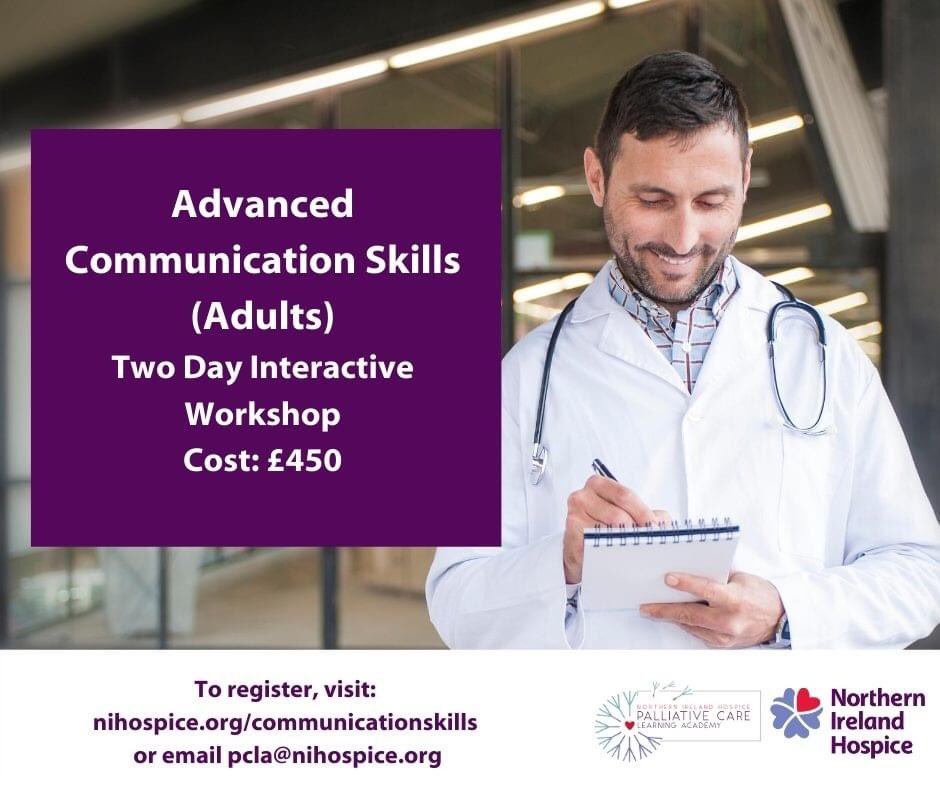 Palliative Care Learning Academy (@nihpcla) on Twitter photo Are you a healthcare professional whose role entails having difficult or challenging conversations with patients and those important to them? Register for our two-day interactive Advanced Communication Skills Workshop at: bit.ly/2FKjQho <a href="/NIHospice/">NI Hospice</a> @JoBallentine Are you a healthcare professional whose role entails having difficult or challenging conversations with patients and those important to them? Register for our two-day interactive Advanced Communication Skills Workshop at: bit.ly/2FKjQho <a href="/NIHospice/">NI Hospice</a> @JoBallentine