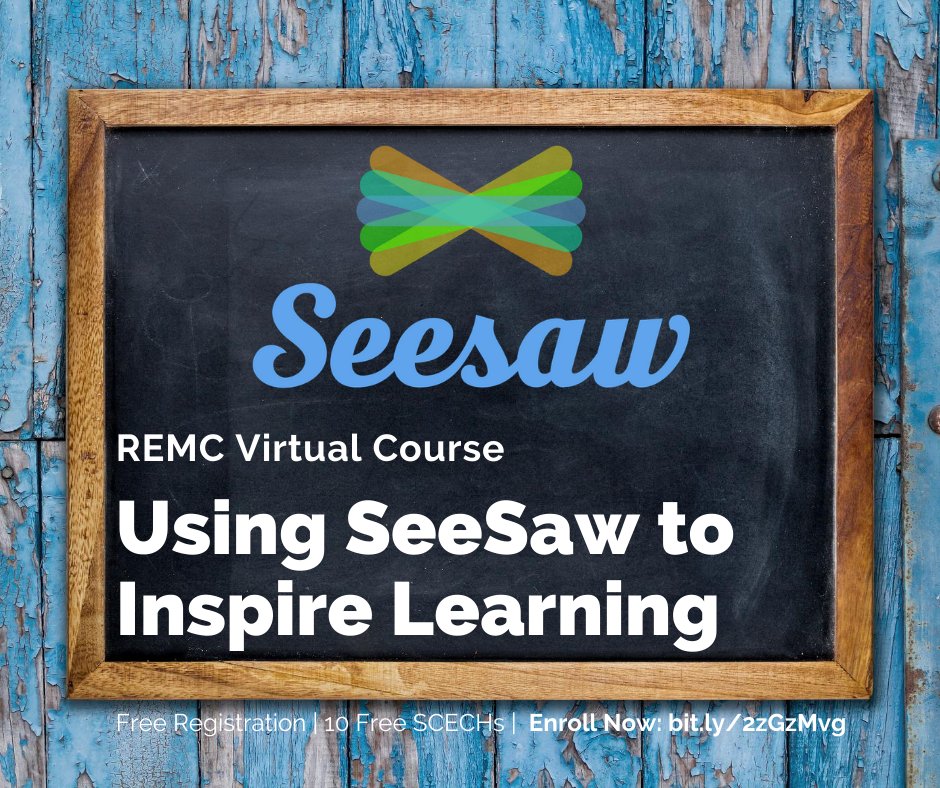 Free Virtual Course! Using SeeSaw to Inspire Learning. Create a powerful learning loop: students, teachers &amp; families. Begins 9/7. 10 free SCECHs. Register: bit.ly/313jCch