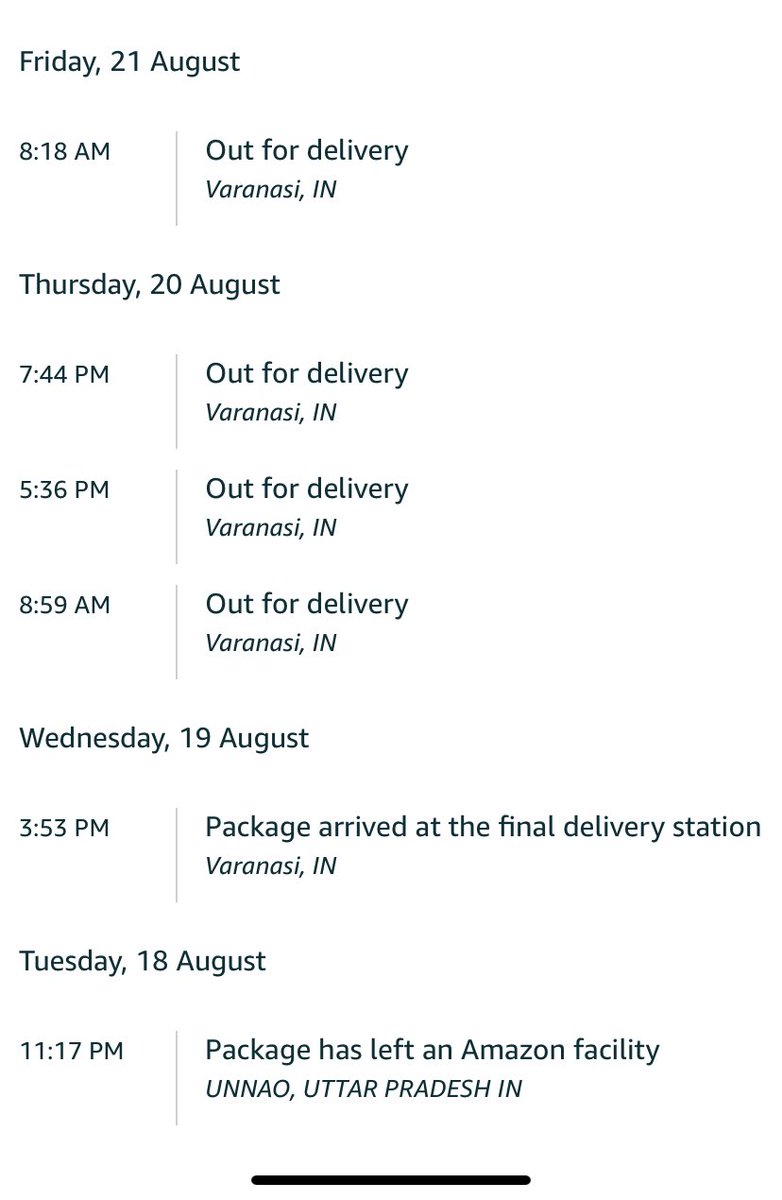 Skullcracker7's tweet image. @amazon @amazonIN 
Worst service experienced, I ordered a watch which is out for delivery 4 times but not getting delivered. No logical reasoning behind it. No acceptable reason and response from customer care.
#RIPAmazon