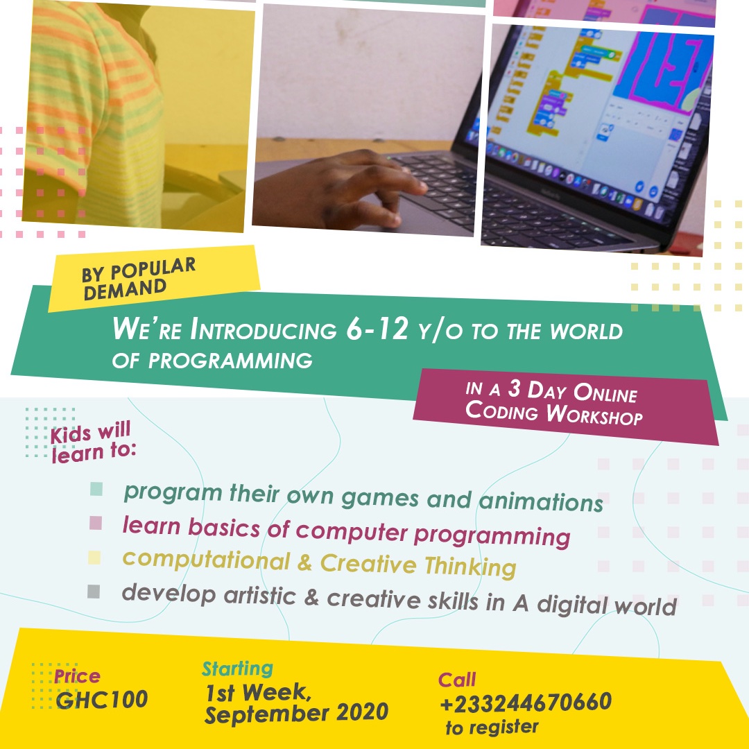 ghanacodeclub's tweet photo. We are running a special promo for as many kids as possible to be empowered with digital making skills in September during a 3 days virtual workshop. Pay GHC100 only. Call 0244670660 for info ❤️❤️❤️#codeonwheels #ghanacodeclub @dapaahchocolate @Progress_In_Ed @SamsungMobileSA https://t.co/D9Kc2qdfVd