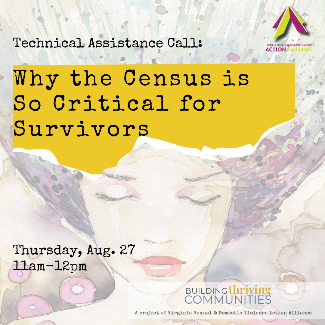 Reminder! Register for our upcoming TA calls: Why the Census is So Critical for Survivors 8/27 11am Register: bit.ly/censusTAcall The Election is Coming! How to Ensure Voting Access for Survivors 9/9 2pm Register: bit.ly/votingaccessTA…