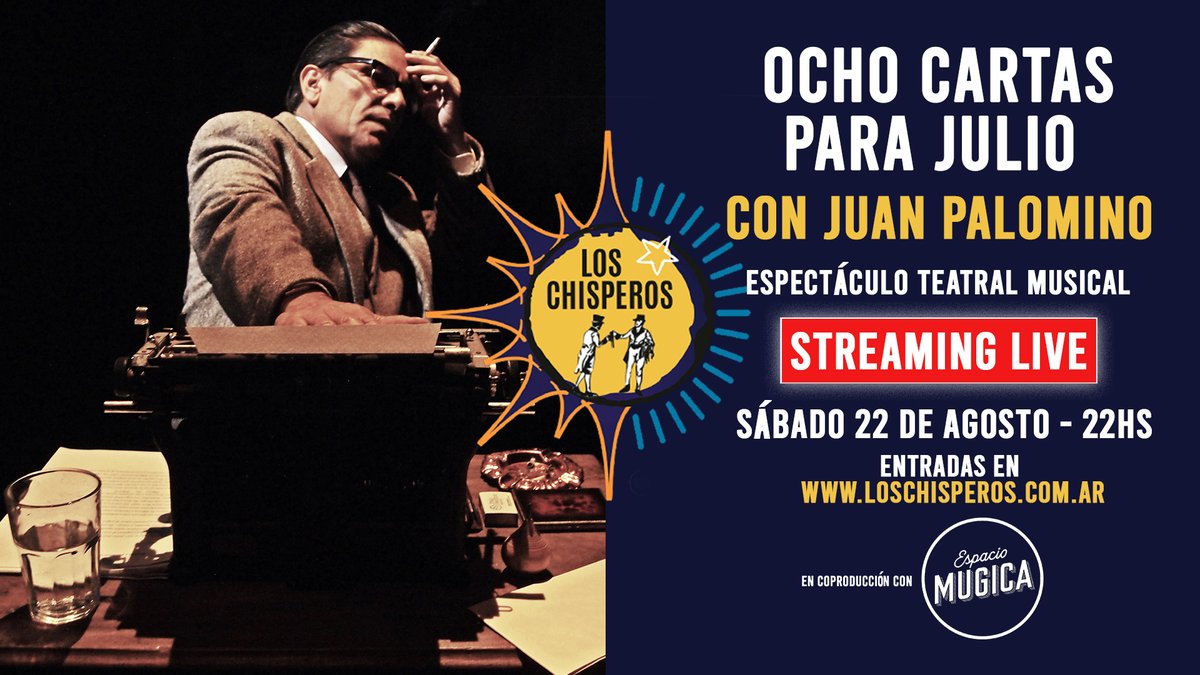 LosChisperos's tweet photo. #YoApoyoLaCultura | ¿Todavía no tenés tu entrada para Ocho Cartas para Julio? Entrá a https://t.co/LyaJ0X6xQZ y sumate a esta iniciativa de @LosChisperos y el @ccpadremugica para conectar con el arte durante el aislamiento! https://t.co/7uC3P7588v