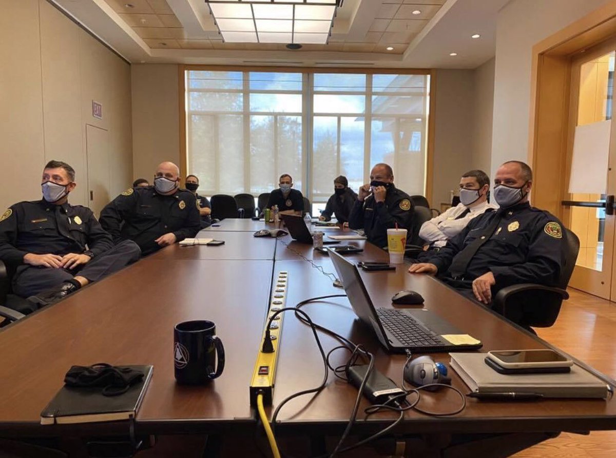 Members of the #CharMeckIMT receiving a planning and operations update in preparation for the #RNC2020. (Photo credit to IMT Manager @WikeGraham)