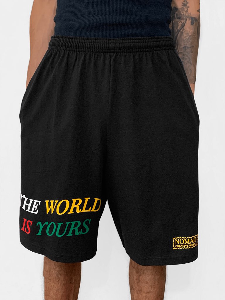 🌎 “The World Is Yours” shorts now available on the site (link in bio). 

This short celebrates the spirit of adventure and is designed for style &amp; comfort, cut in 100% cotton with a 9” inseam.

#streetwear #mensfashion #fashion