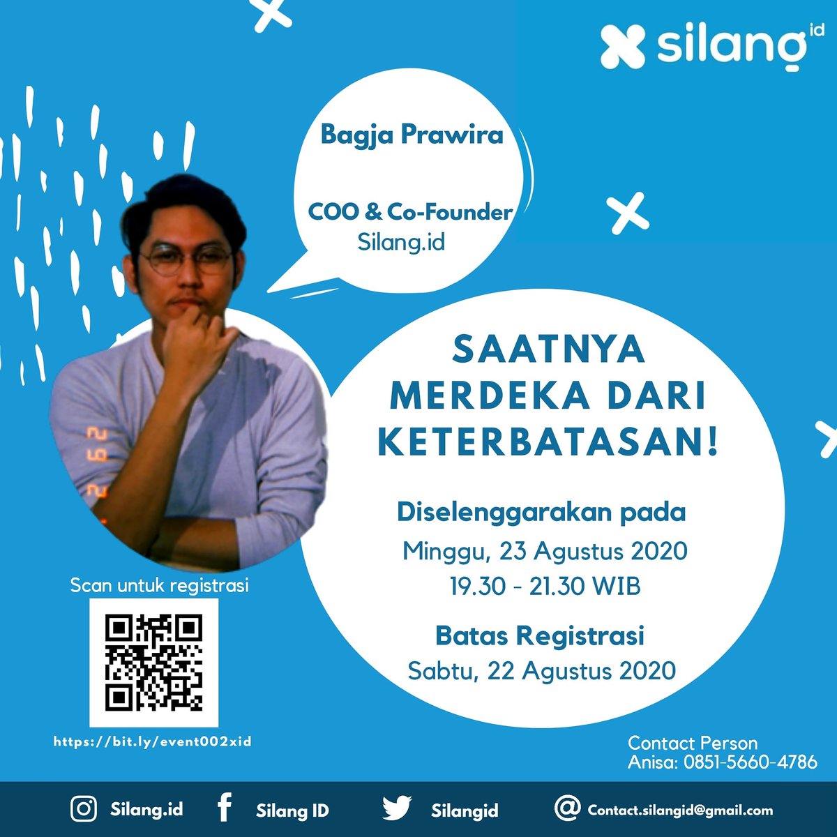 Silangid___'s tweet photo. Yuk, gabung di Webminar "Merdeka dari Keterbatasan" hari Minggu ini. Segera daftar disini (https://t.co/wqmgvBC5GX) paling lambat hari Sabtu, ya!
 Gratis dan kuota terbatas! https://t.co/J9By8hVwNz