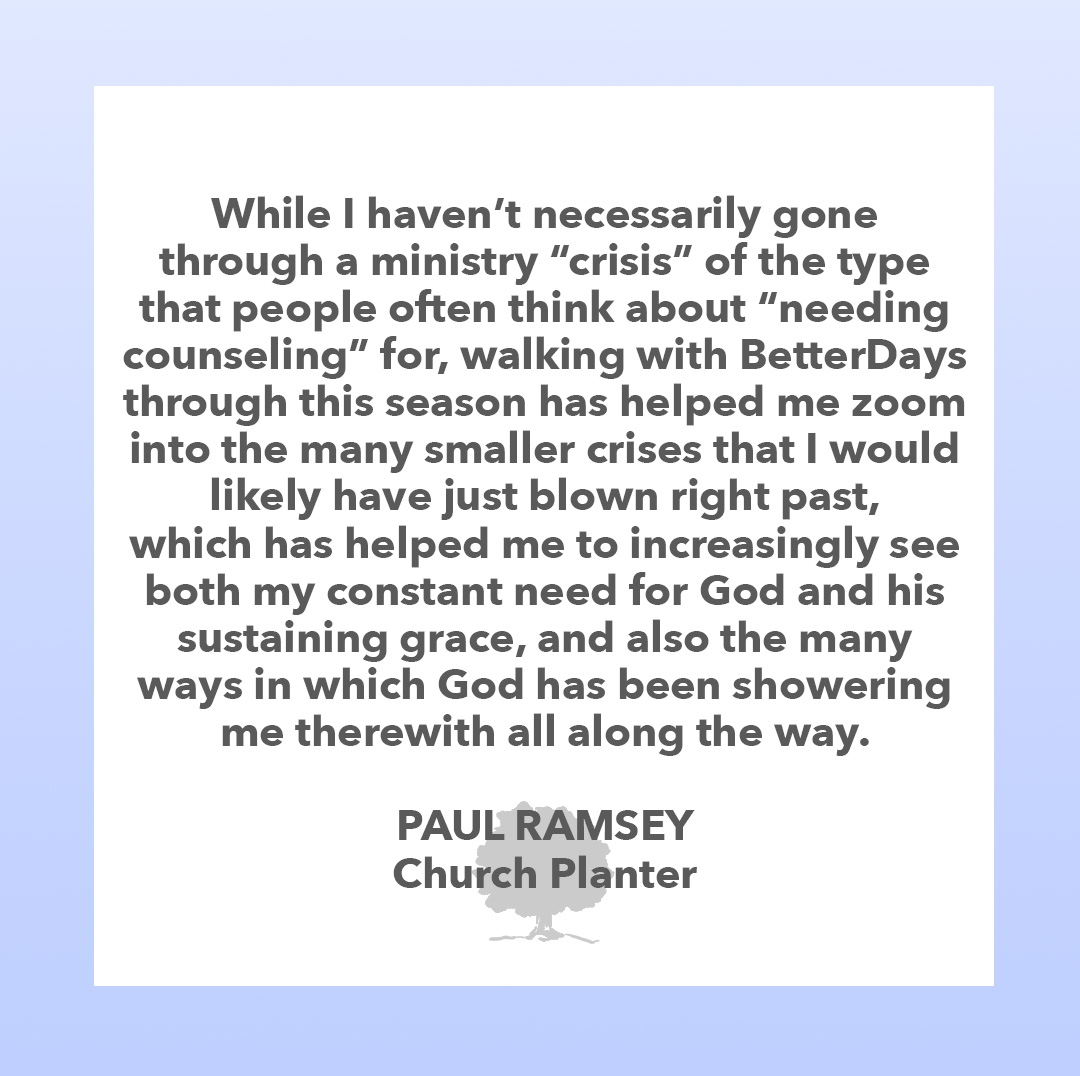 HCBetterDays's tweet image. While I haven't necessarily gone through a ministry "crisis" of the time that people often think about "needing counseling" for, walking with BetterDays through this season has helped me zoom into the many smaller crises that I would likely have just blown right past...