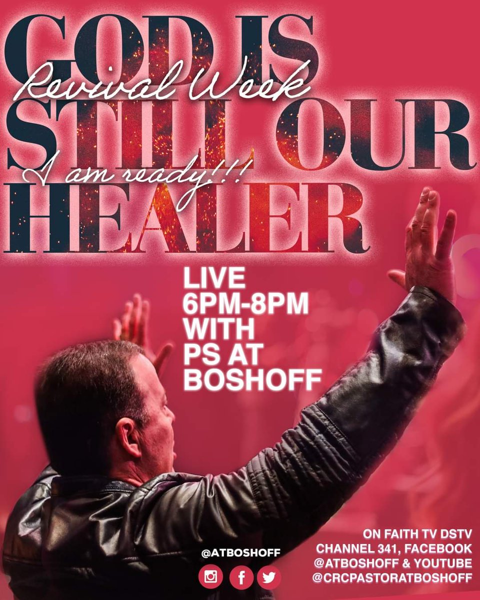 Massive expectation for tonight! Don't miss it! A fearless world needs a fearless church!

Revival Wk streaming live social media,MyFaith.TV(DStv 341)!We will end off the night with communion!

Ps <a href="/AtBoshoff/">Adriaan Boshoff</a> @CRCMain <a href="/CRCPretoria/">CRC Pretoria</a>

#Heaven2020 #CRC #Communion #Revival