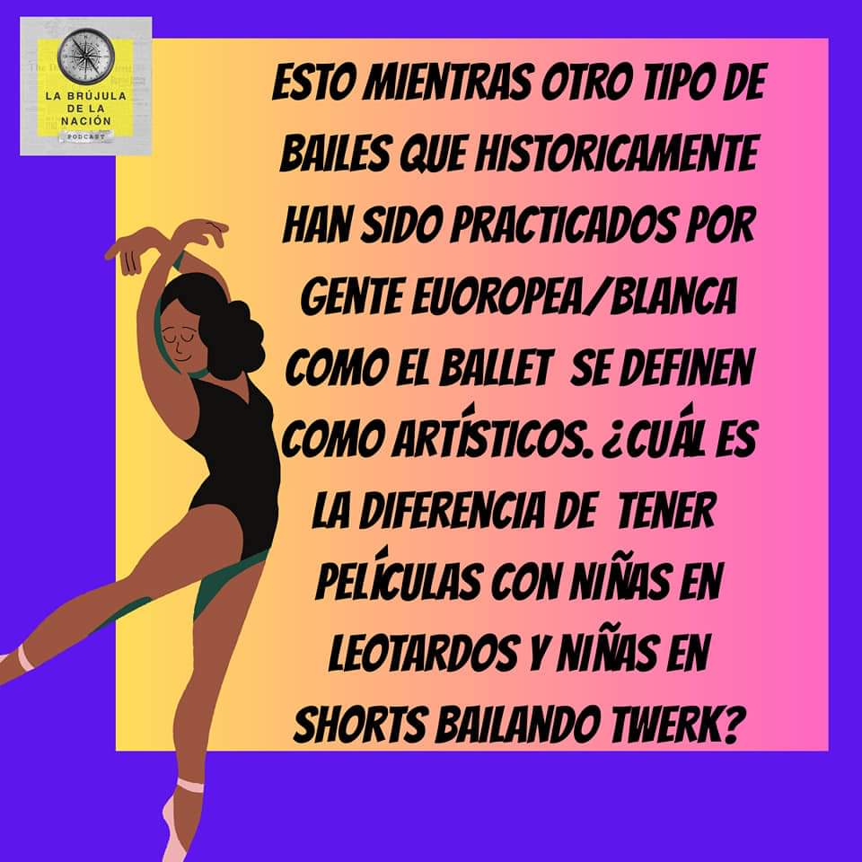 BrujulaNacion's tweet photo. Sobre #NetflixPedofilia Sin hablar del contenido de la película, en la Brújula creemos muy necesario hablar de por qué el twerk y otro tipo de bailes que son de origen Africano y característicos de culturas Negras se asocian con lo vulgar y/o sexual. https://t.co/6RqI6ectsq