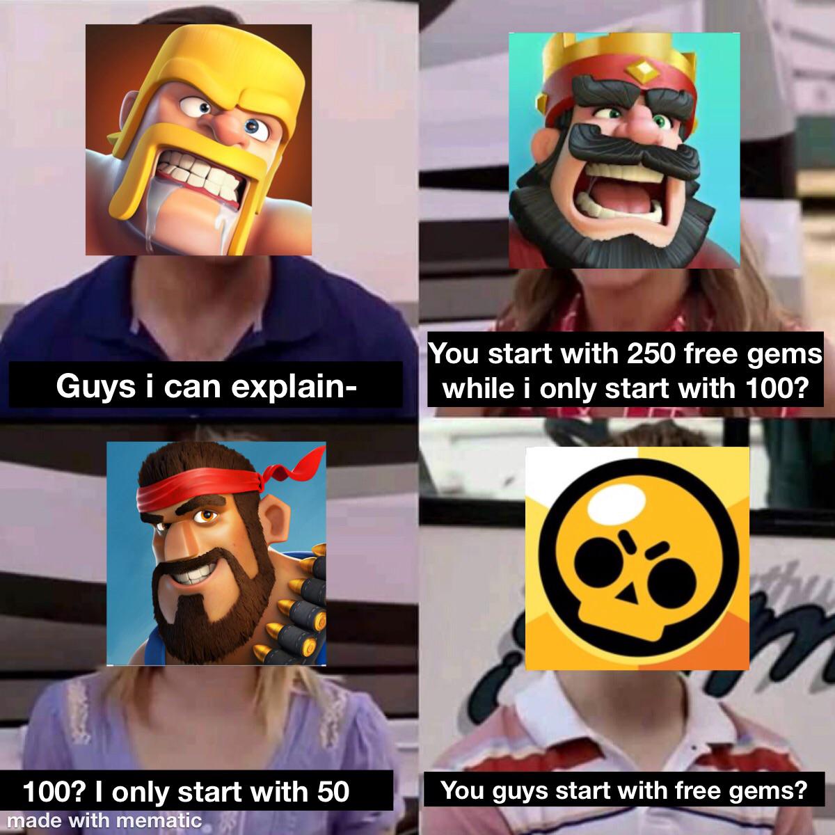 Code Ashbs On Twitter Doesn T Sound Like A Bad Idea To Give New Players Free Gems At The Start Of The Game It May Make Them Compelled To Buy More When They - brawl stars this is fine meme