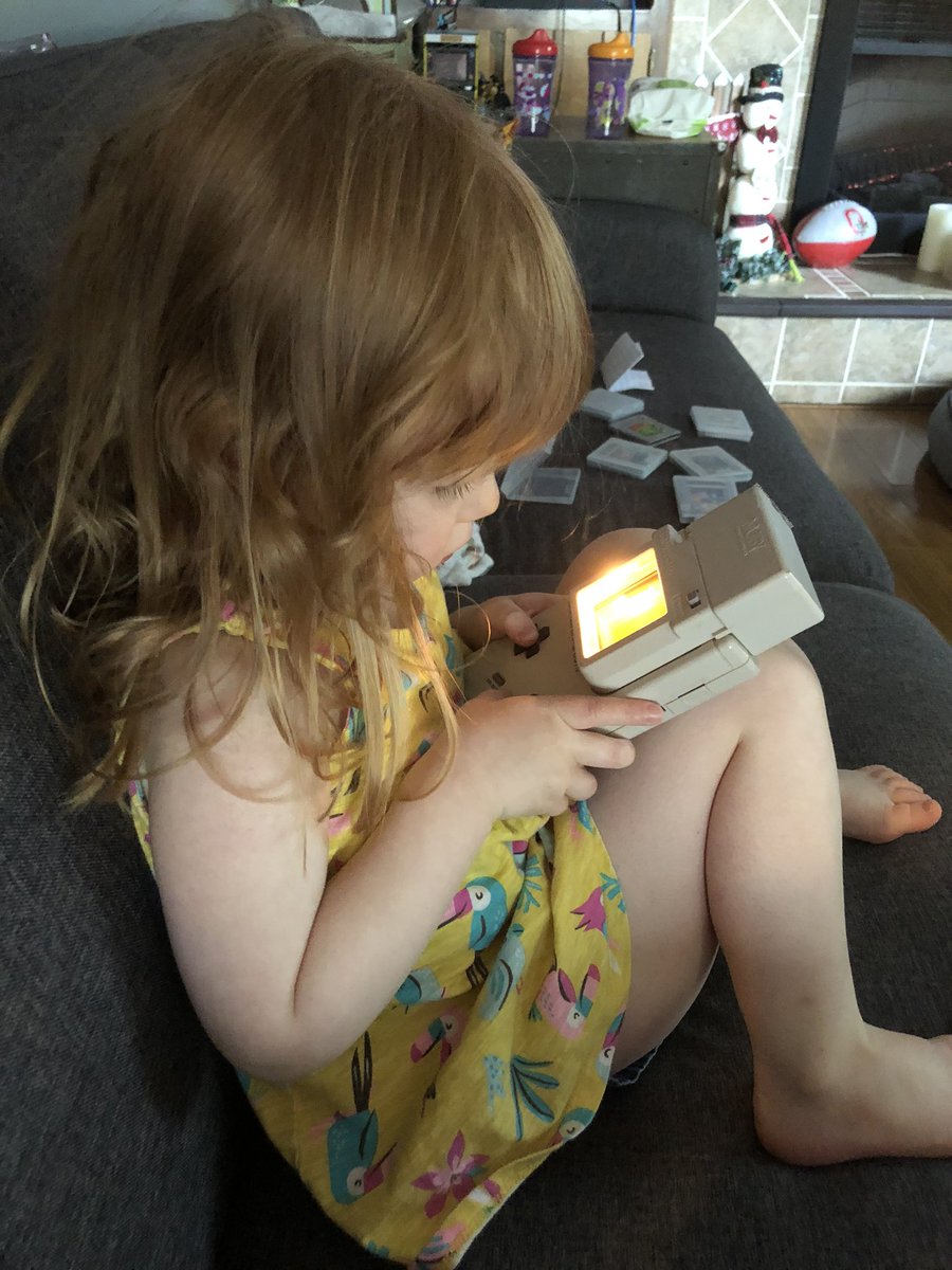 CriticalPoet's tweet photo. My 3 year old playing a TMNT game on my wife’s old #Gameboy the kids found. #Nintendo #TMNT #Kids #FutureGeeks https://t.co/Tsv7DCfW4F