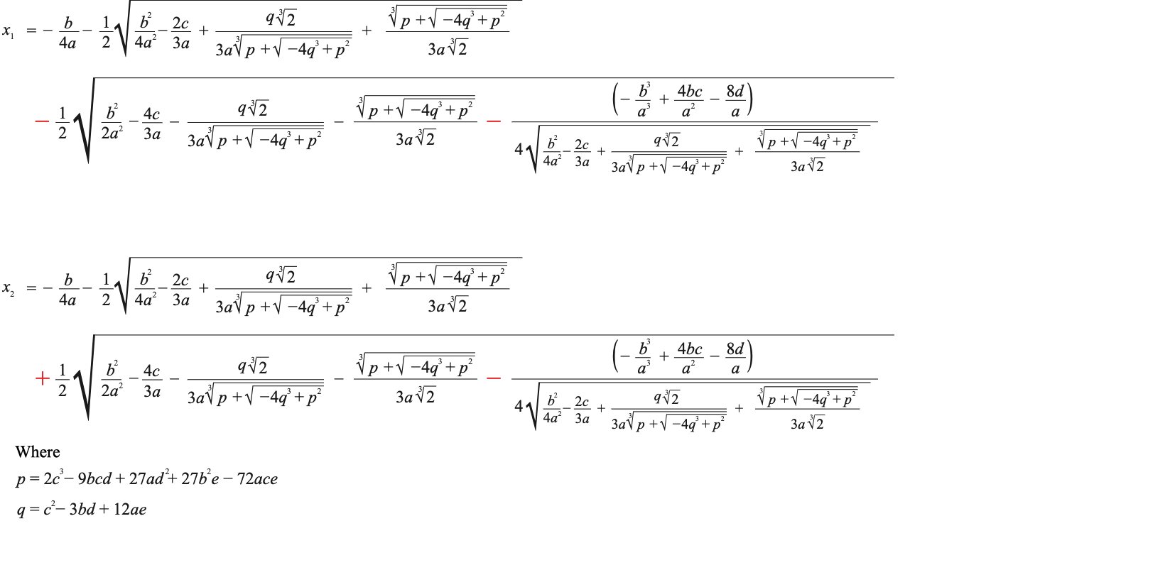 Quartic Formula