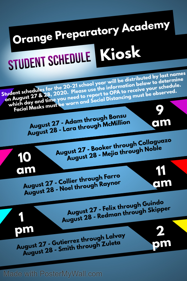 Students and Parents - Please see the flyer for information regarding when and how to pick up your 2020-2021 schedule.