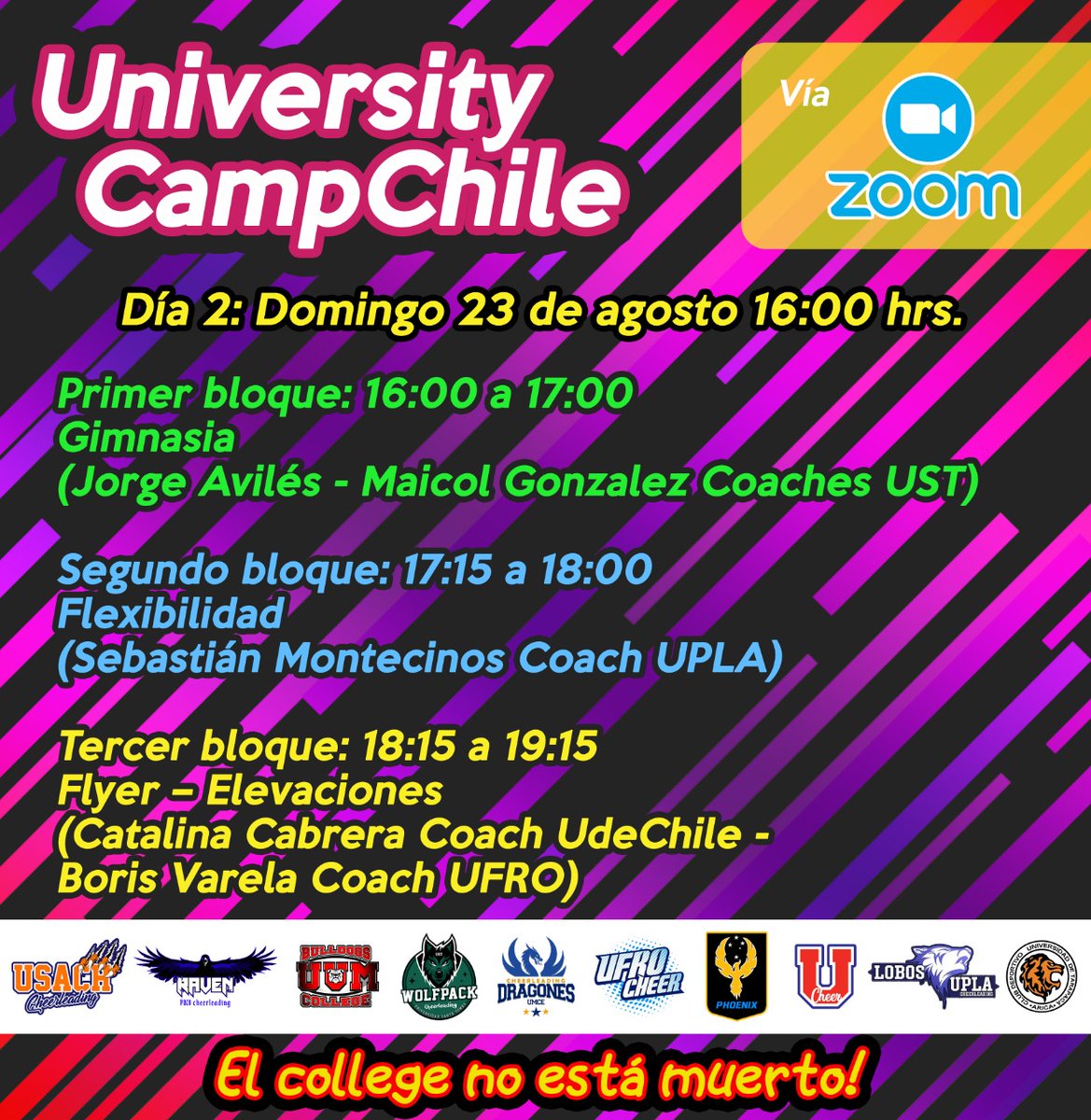 utacheerleones's tweet photo. Este domingo 23 #University #Camp #Chile 10 universidades a nivel nacional reunidad para disfrutar de nuestro hermoso deporte... #college #cheerleading https://t.co/qyHw1WQ4yd