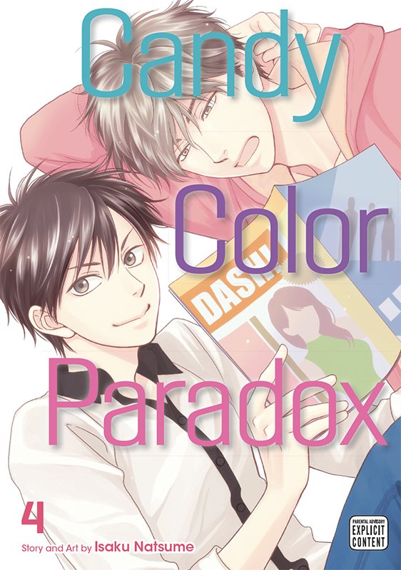 Title: ameiro paradox; candy color paradoxAuthor: natsume isakuEnglish licensed by sublime mangaA writer+reporter paired up with an ill-mannered photographer.This is an enemy (or rival) to lovers troupe, everyone's favorite.Tbh I like all Natsume Isaku's manga