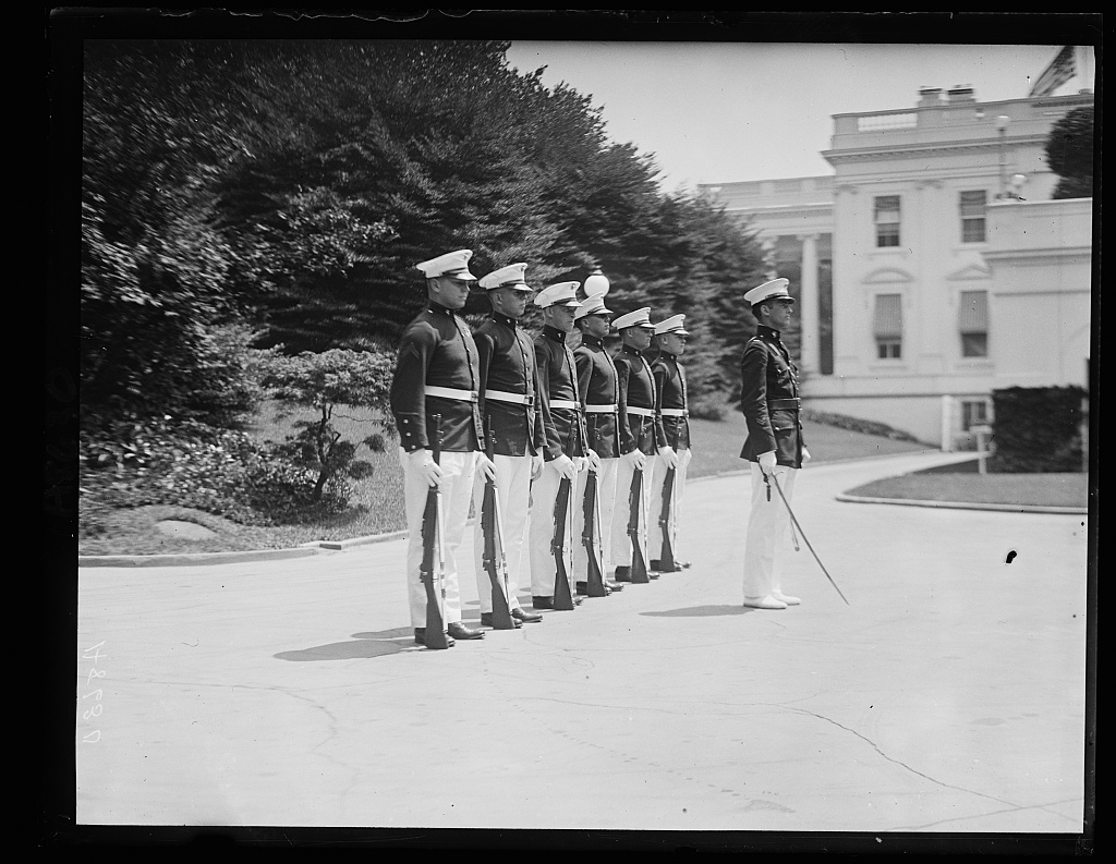 The Marine guard at the funeral of Calvin Coolidge Jr., in 1924 at the White House. 6/8Image: Library of Congress