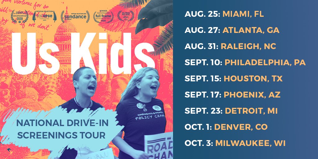 🎬 BIG NEWS... announcing the <a href="/UsKidsFilm/">Us Kids</a> tour of US drive-ins! In partnership with <a href="/AMarch4OurLives/">March For Our Lives</a>, plus Q&amp;As at each event with filmmakers, subjects and special guests. Join the youth movement in calling for moral leadership and policy reform. uskidsfilm.com/screenings/