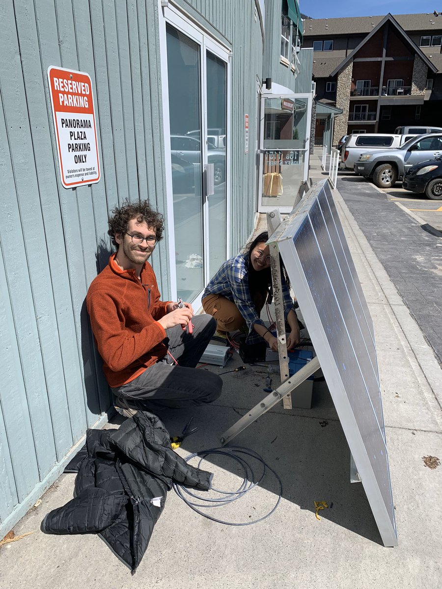 GwfSpade's tweet photo. Here we are testing the solar panels before we deployed them at our Nipika field site in April 2019 @sciencesUQAM @UNBC @GWFutures #fieldworkfriday #hydrometeorology #atmosphericscience https://t.co/zaUsBdxWEh