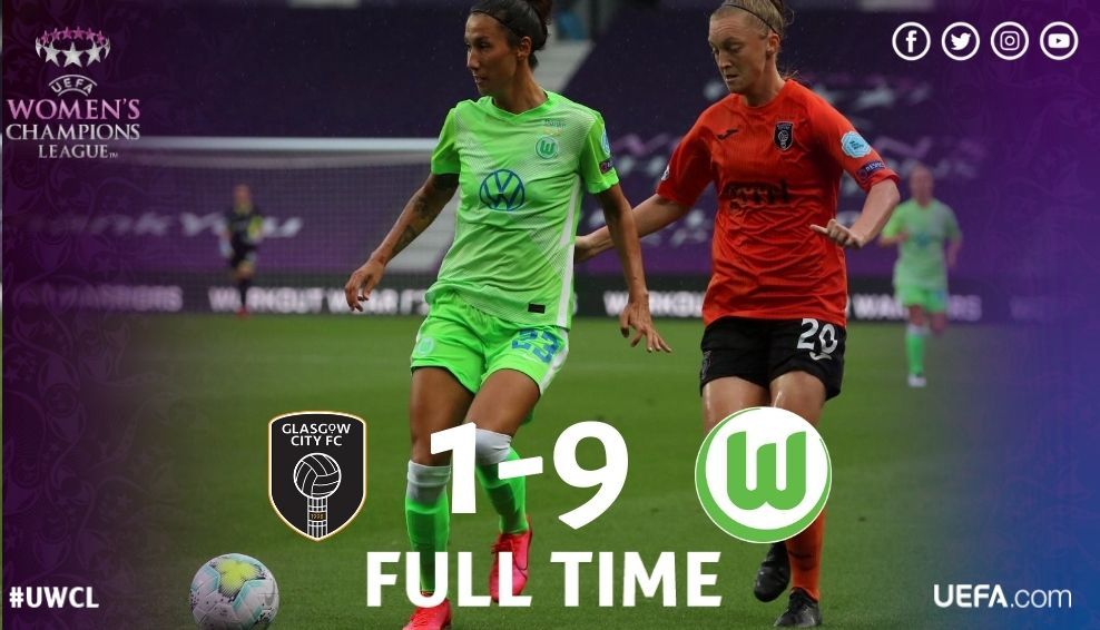 GlasgowCityFC's tweet photo. MATCHDAY | UWCL 

🔶  Glasgow City knocked out of #UWCL after tough 9-1 loss against @VfLWob_Frauen in the quarter final
🔶  Lauren Wade scores the club's first UWCL quarter final goal
➡️ Read full match report here: https://t.co/OsCdNEvmmv https://t.co/vioAgatZRt