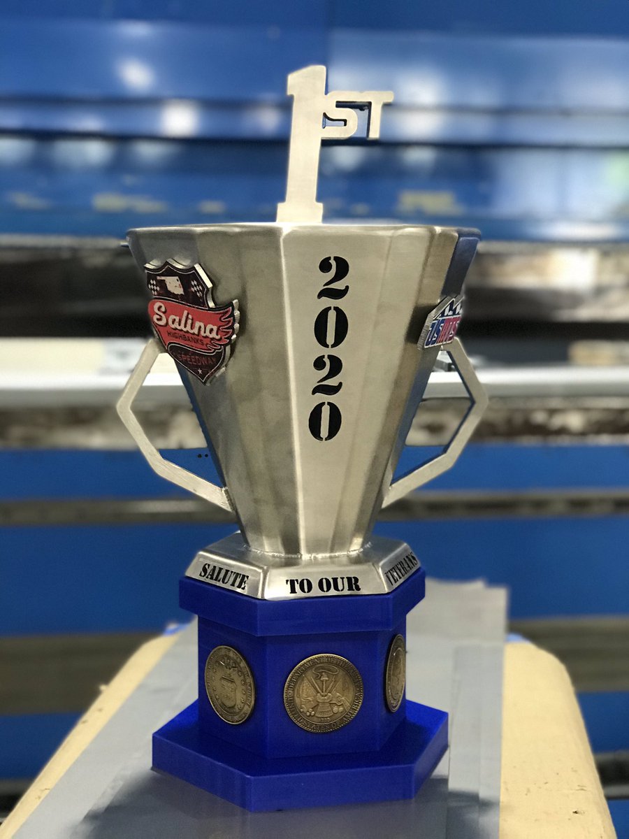 arkansasmyriad's tweet photo. We had the honor of designing and fabricating this years @USMTS Salute to our Veterans Race trophy for this Saturday night at @SalinaHighbank1 https://t.co/v1fvoDtX1v