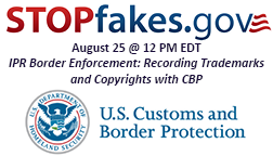 Join us on August 25 at 12 PM EDT for our first VIRTUAL #STOPfakesRoadshow. We are partnering with <a href="/CBP/">CBP</a> for #IPR Border Enforcement: Recording Trademarks and Copyrights with CBP

Join us at: mymeetings.com/nc/join.php?i=…
For more info: stopfakes.gov/Roadshows